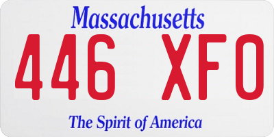 MA license plate 446XF0