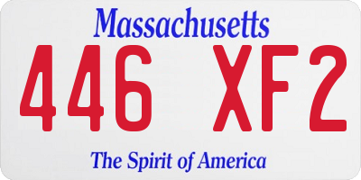 MA license plate 446XF2
