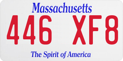 MA license plate 446XF8