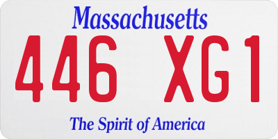 MA license plate 446XG1