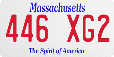 MA license plate 446XG2