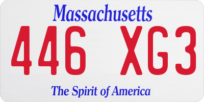 MA license plate 446XG3