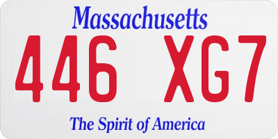 MA license plate 446XG7