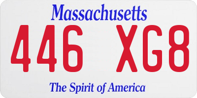 MA license plate 446XG8