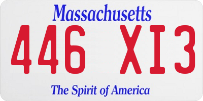 MA license plate 446XI3