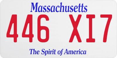 MA license plate 446XI7