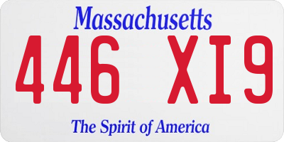 MA license plate 446XI9