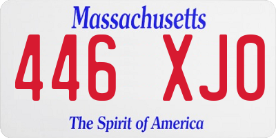 MA license plate 446XJ0