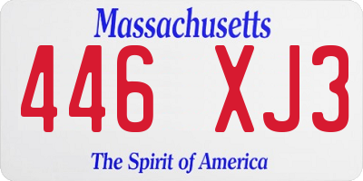 MA license plate 446XJ3