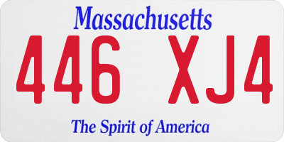 MA license plate 446XJ4
