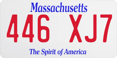 MA license plate 446XJ7