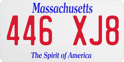MA license plate 446XJ8