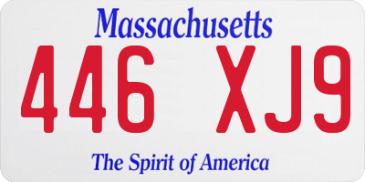 MA license plate 446XJ9