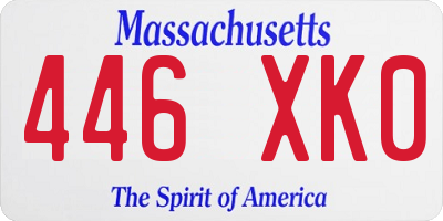 MA license plate 446XK0