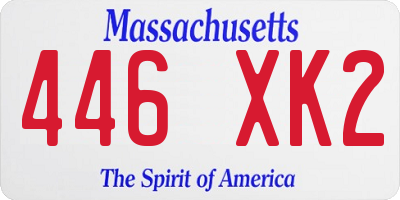 MA license plate 446XK2