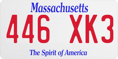 MA license plate 446XK3