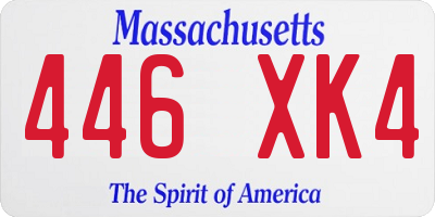 MA license plate 446XK4