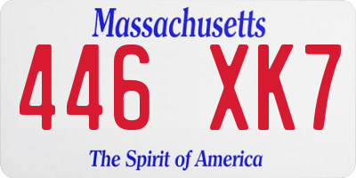 MA license plate 446XK7
