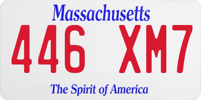 MA license plate 446XM7