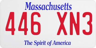 MA license plate 446XN3