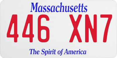 MA license plate 446XN7