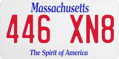 MA license plate 446XN8