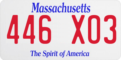 MA license plate 446XO3