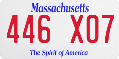 MA license plate 446XO7