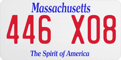 MA license plate 446XO8