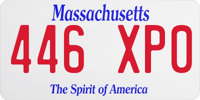 MA license plate 446XP0