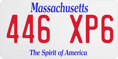 MA license plate 446XP6