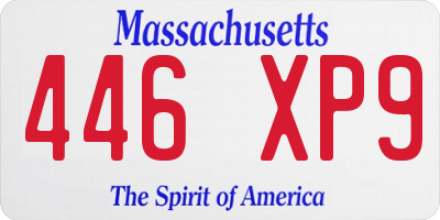 MA license plate 446XP9