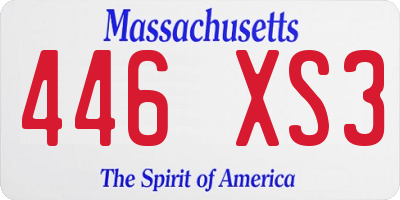 MA license plate 446XS3
