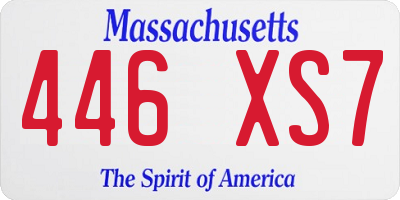 MA license plate 446XS7