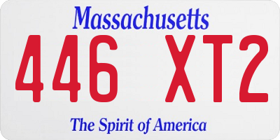 MA license plate 446XT2