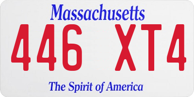 MA license plate 446XT4
