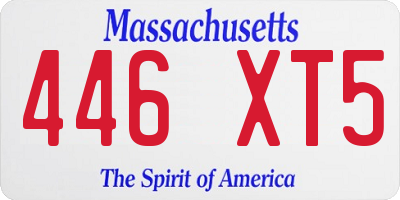 MA license plate 446XT5