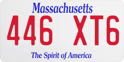 MA license plate 446XT6