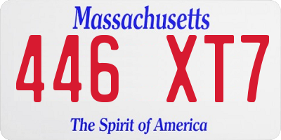 MA license plate 446XT7
