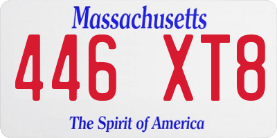 MA license plate 446XT8