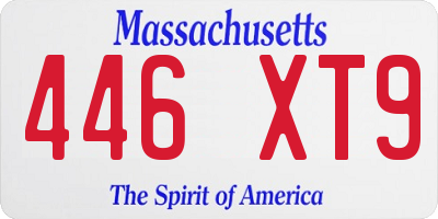 MA license plate 446XT9