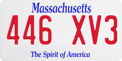 MA license plate 446XV3