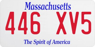MA license plate 446XV5