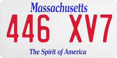 MA license plate 446XV7