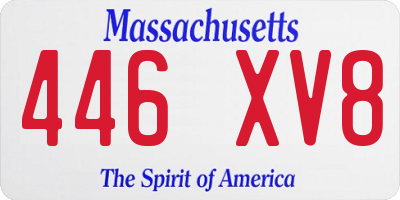 MA license plate 446XV8