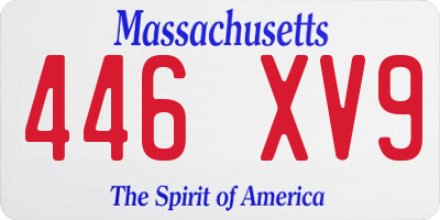 MA license plate 446XV9