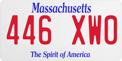 MA license plate 446XW0