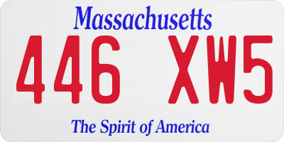 MA license plate 446XW5