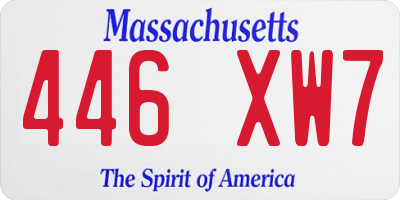 MA license plate 446XW7