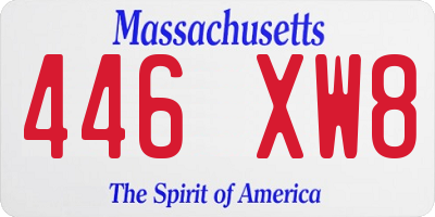 MA license plate 446XW8